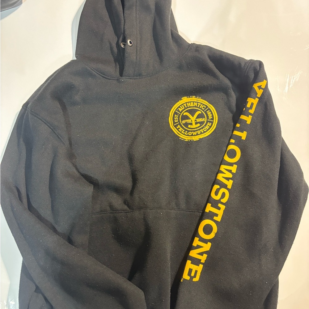 Yellowstone Black Hoodie with Gold Accents